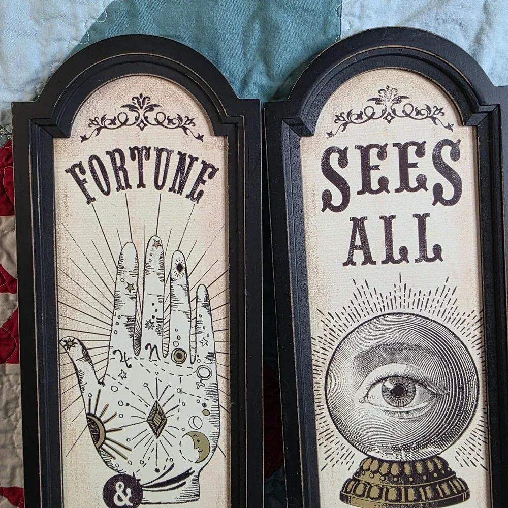 Fortune Telling Sees All Knows All Mystic Wall Decor Set Black Wood Frames 2020